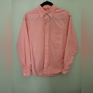 Vineyards Vines Men Small Pink Gingham Long‎ Sleeve Cotton Dress Shirt